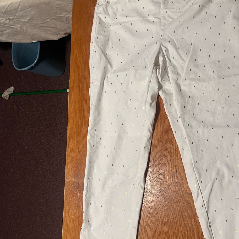 Soft Surroundings Cream Pants with Gold Dots